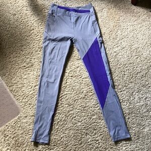Gymshark Gray Leggings with Purple Panel